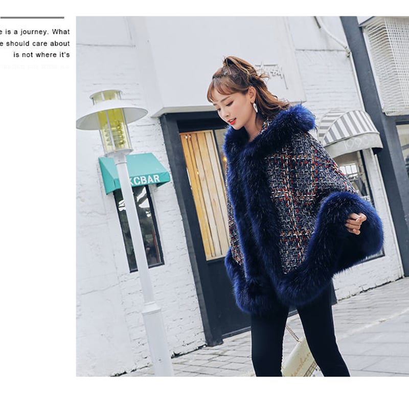 即納品】ファー×ツイードが秋冬っぽい♡オーバーサイズフード付き