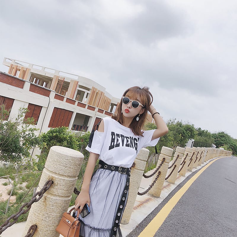 取り寄せ品】カジュアルガーリー♡フォントTシャツとスカートの