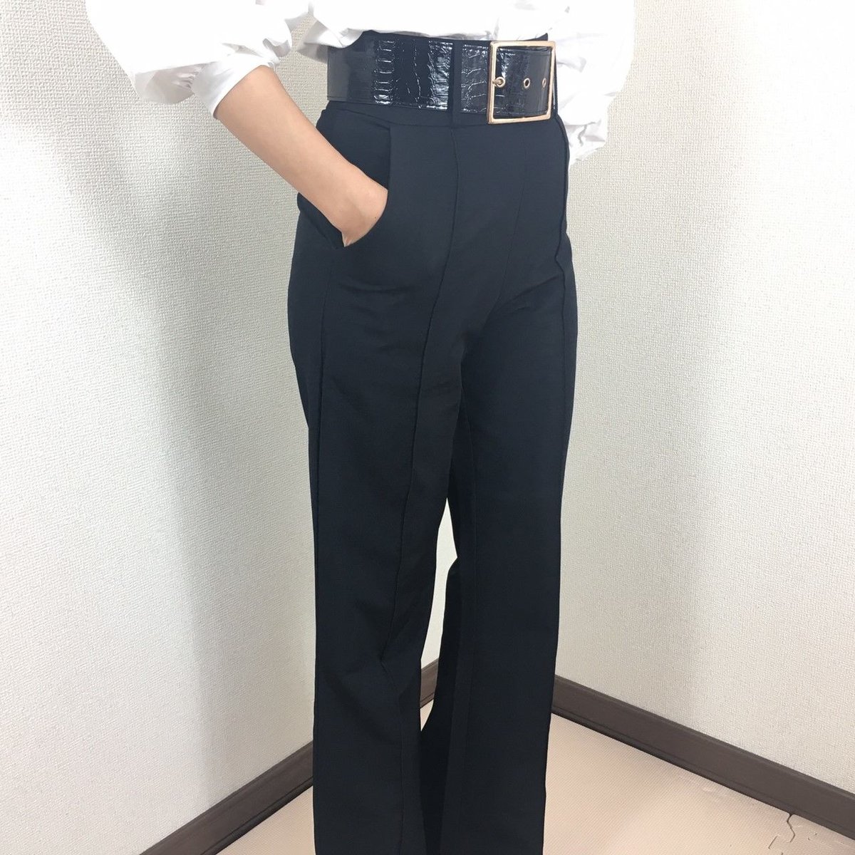 正規品　ハイウエストパールベルトパンツ Amazon | [フレイ アイディー] スーパーハイウェストベルトラメ