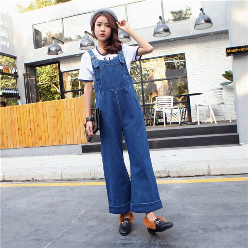 取り寄せ品】サイドファスナー ロングオールインワン デニム