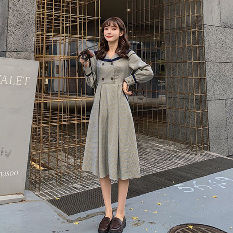 取り寄せ品】プレッピーで可愛い♪ パイピングライン チェック柄