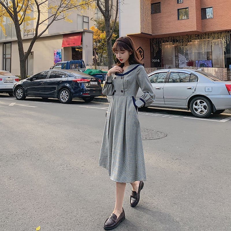 取り寄せ品】プレッピーで可愛い♪ パイピングライン チェック柄