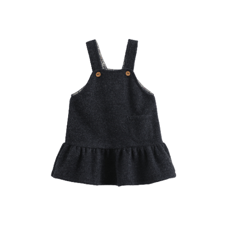 ジャンパースカート ウール フリル スカート black 黒 TQ201655