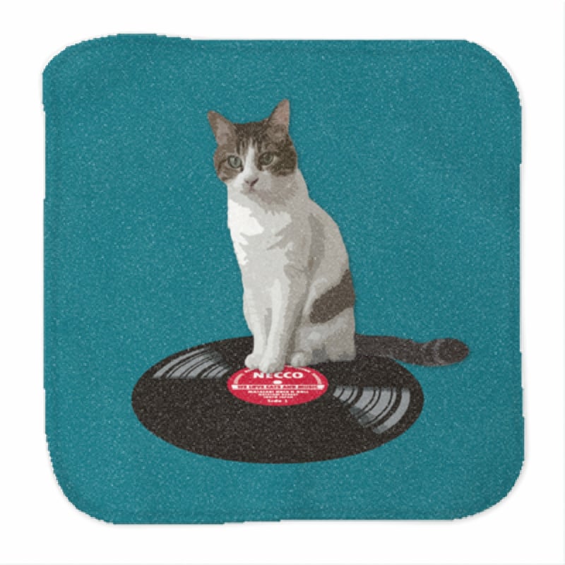 またたびロックンロール 猫とレコード ハンドタオル | MATATABI GARAGE
