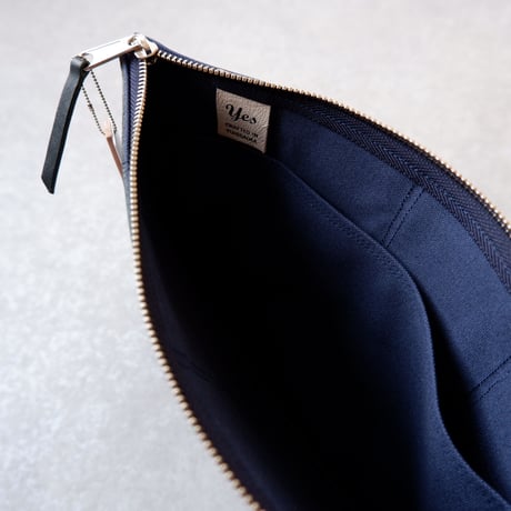 yes crafts/SQUARE POUCH-（L） / スクエア ポーチL/navy