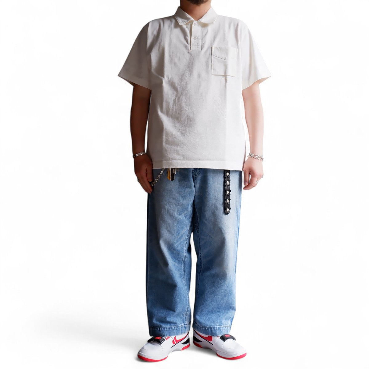完売⭐︎Jackman ジャックマン 度詰め　ドツメポロシャツ ネイビー XL Jackman(ジャックマン）/Dotsume Pocket Polo/09:Off Whit