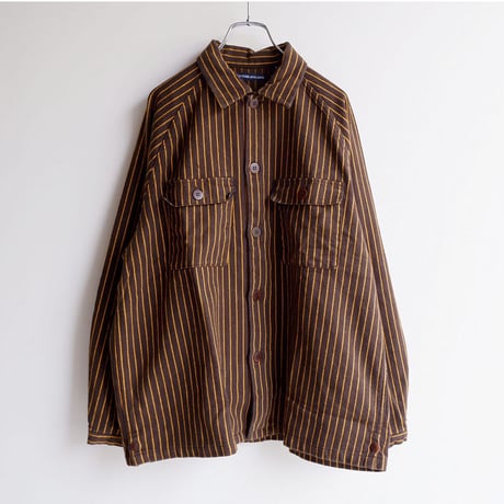 【最後の１着/SIZE:M】TIGRE BROCANTE (ティグルブロカンテ)/ビックマックストライプラグランシャツジャケット/ブラウン