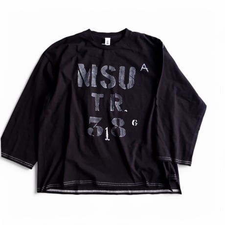 Arte Povera(アルテポーヴェラ)/ギルダンRE-MSU 10years ダメージ加工8分袖クルーT/ブラック