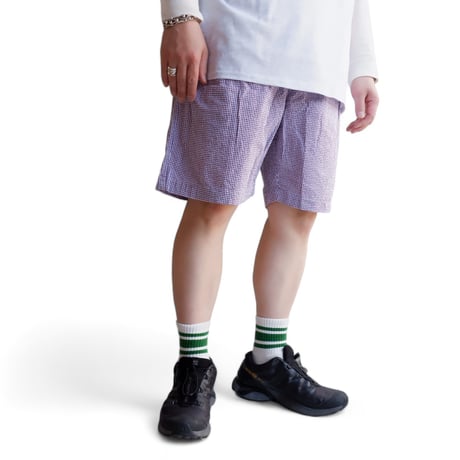 catta(カッタ)/BAGS EASY SHORT PANTS-SEERSUCKER GINGHAM/PURPLE