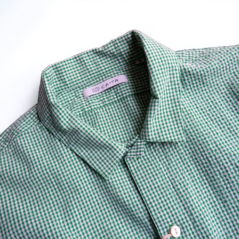 catta(カッタ)/W POCKET SHIRT-SUCKER GINGHAM /GREEN