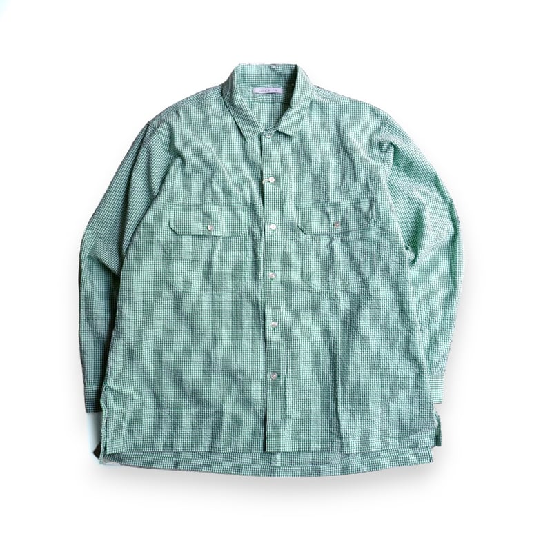 catta(カッタ)/W POCKET SHIRT-SUCKER GINGHAM /GREEN