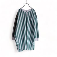 UNIVERSAL TISSU （ユニバーサルティシュ）/ワイドストライプ/コクーンRIB-SHIRT/グリーンストライプ