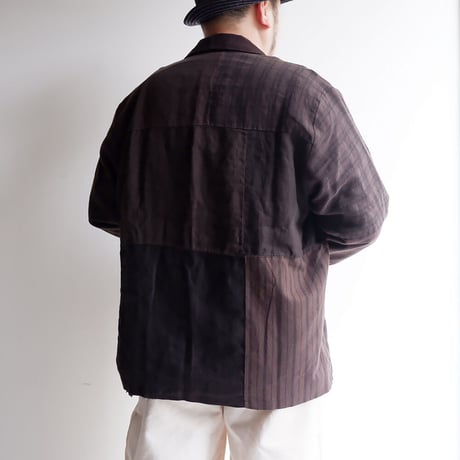 Arte Povera(アルテポーヴェラ)/リネン＆コットンMIXパッチワーク JKT/ダークブラウン