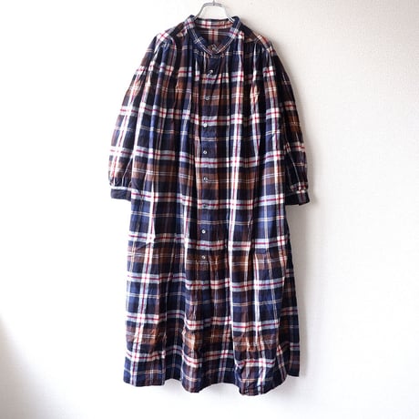 UNIVERSAL TISSU （ユニバーサルティシュ）/クラシックギャザーシャツドレス/brown check