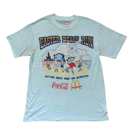 【From USA】old/vintage 「1989s EAST BEACH RUN 」 両面 Print Tee / used / 古着