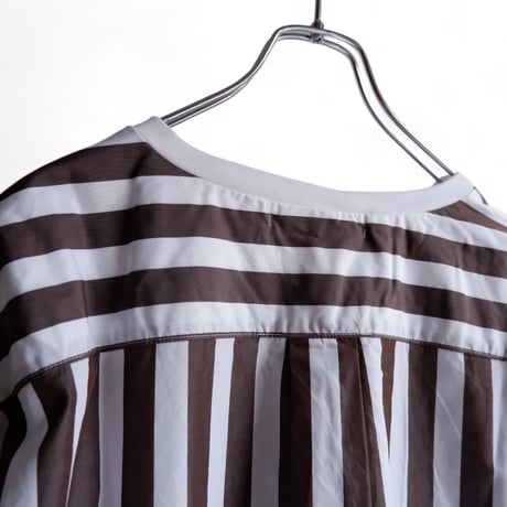 UNIVERSAL TISSU （ユニバーサルティシュ）/ワイドストライプ/コクーンRIB-SHIRT/ブラウンストライプ