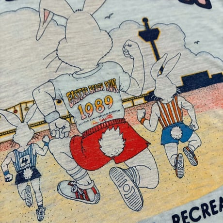 【From USA】old/vintage 「1989s EAST BEACH RUN 」 両面 Print Tee / used / 古着