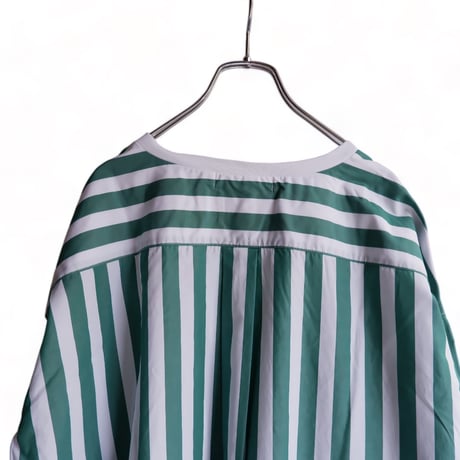 UNIVERSAL TISSU （ユニバーサルティシュ）/ワイドストライプ/コクーンRIB-SHIRT/グリーンストライプ