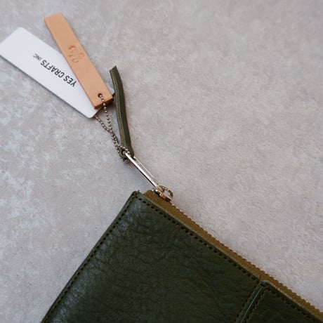 yes crafts/SQUARE POUCH-（L） / スクエア ポーチL/dark Green