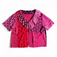 TIGRE BROCANTE (ティグルブロカンテ)/Re dot T-shirt mix Frill tie cardigan/pink