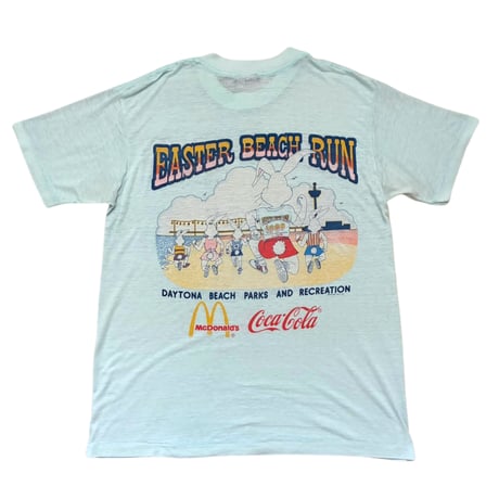 【From USA】old/vintage 「1989s EAST BEACH RUN 」 両面 Print Tee / used / 古着