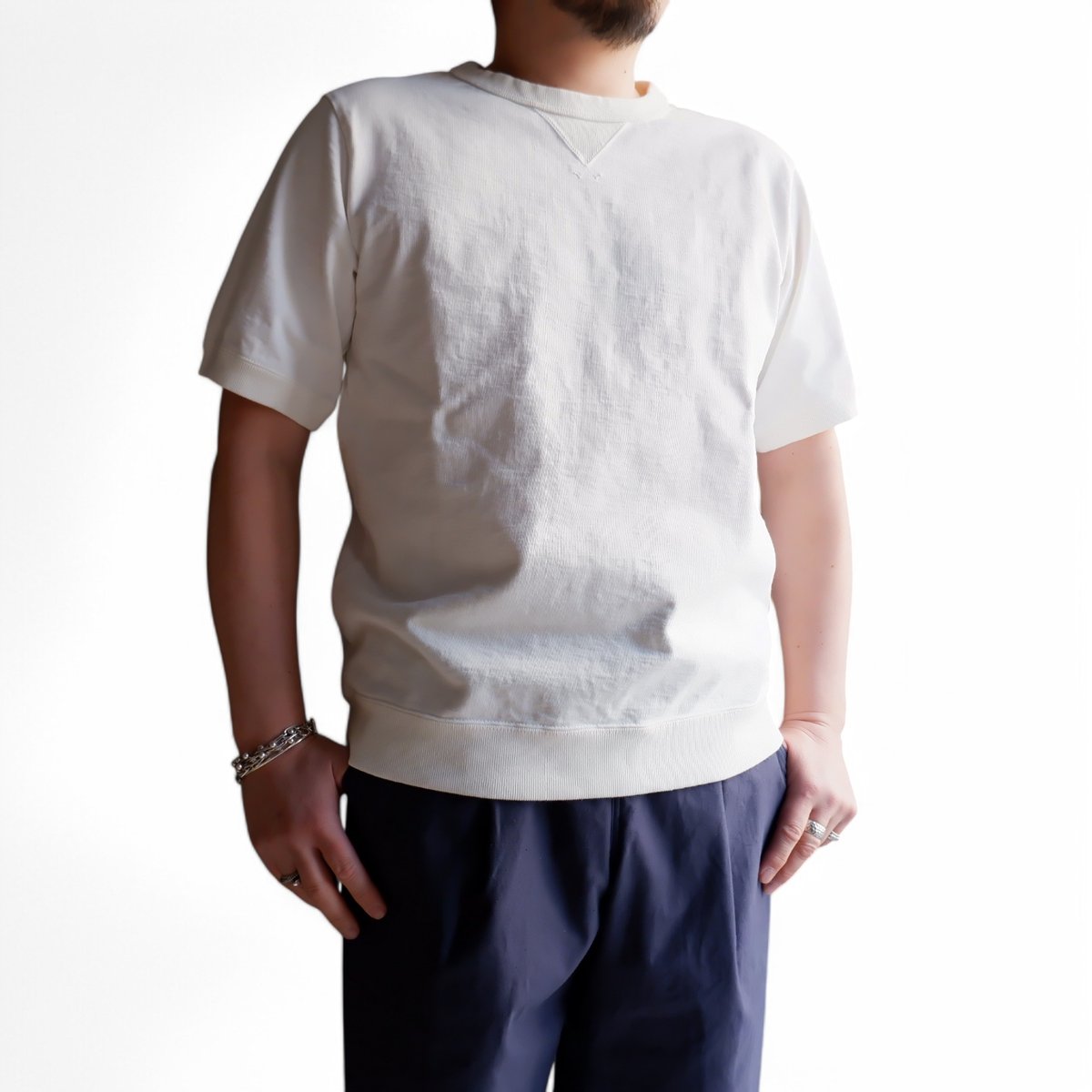 Jackman(ジャックマン）/Dotsume Rib T-Shirt/09-Off Whit