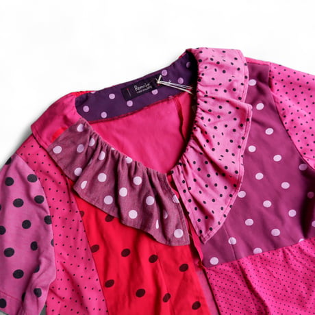 TIGRE BROCANTE (ティグルブロカンテ)/Re dot T-shirt mix Frill tie cardigan/pink