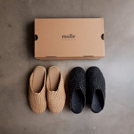 【夏サンダル】molle shoes(モールシューズ)/WOVEN LEATHER CROG/BLACK