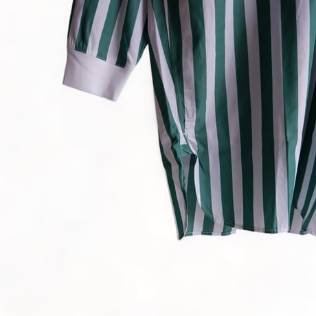 UNIVERSAL TISSU （ユニバーサルティシュ）/ワイドストライプ/コクーンRIB-SHIRT/グリーンストライプ