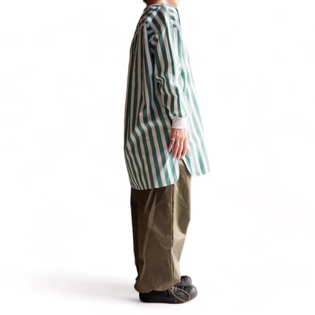 UNIVERSAL TISSU （ユニバーサルティシュ）/ワイドストライプ/コクーンRIB-SHIRT/グリーンストライプ
