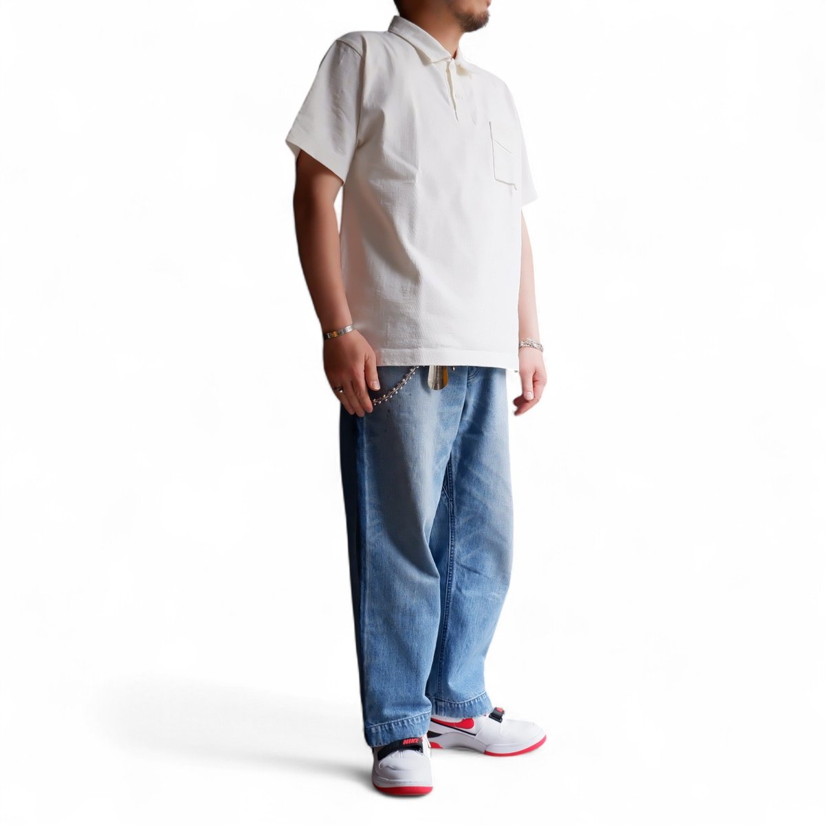 Jackman(ジャックマン）/Dotsume Pocket Polo/09:Off Whit