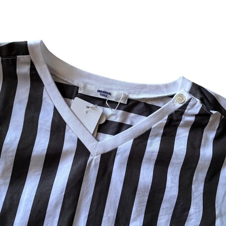 UNIVERSAL TISSU （ユニバーサルティシュ）/ワイドストライプ/コクーンRIB-SHIRT/ブラウンストライプ