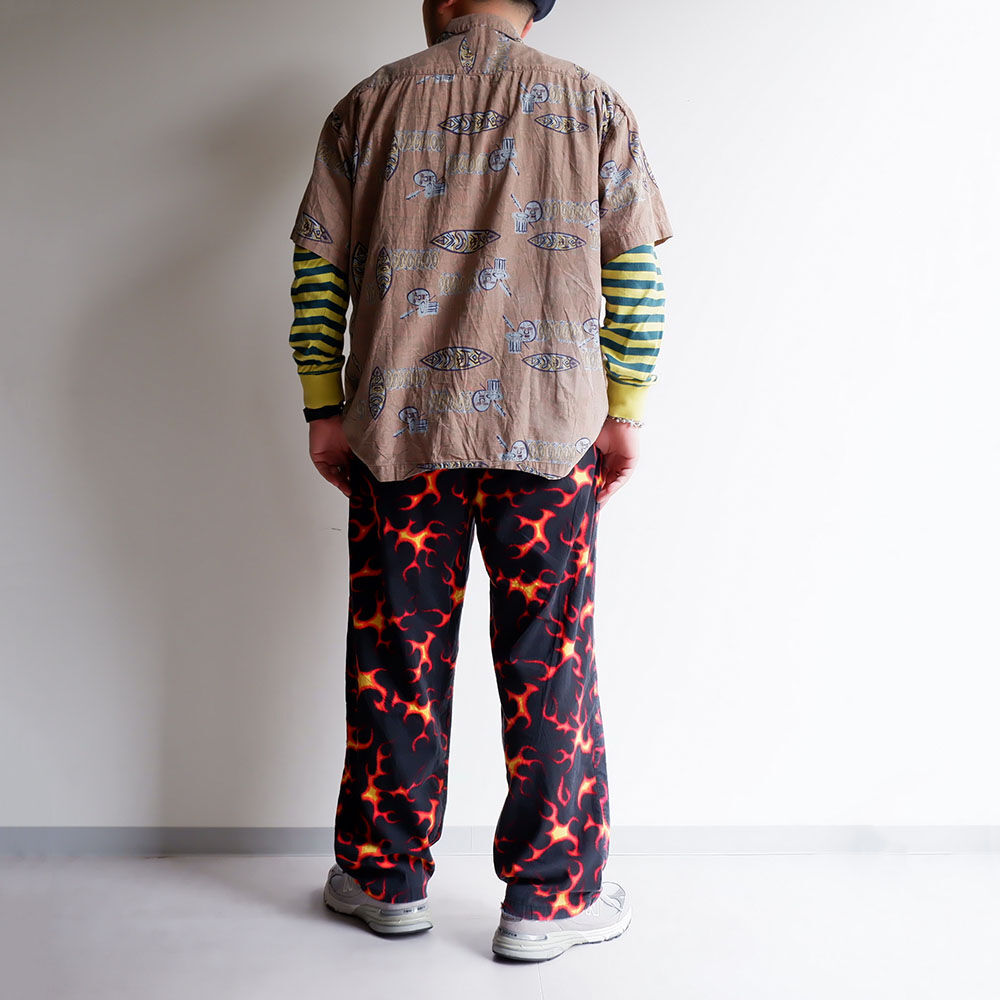 From USA】 fire-pattern-print easy pants/used |