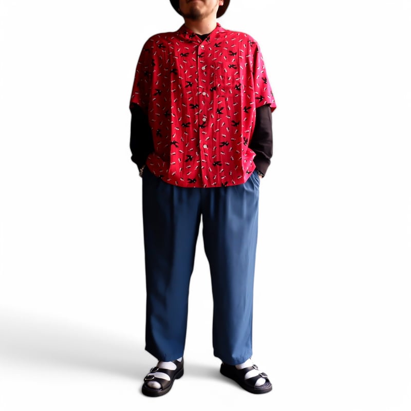 80s ブルーナボイン BRUNABOINNE シャツ アロハシャツ 着物 花柄 ブルーナボイン BRU NA BOINNE アロハシャツ フラミンゴ 半袖 0