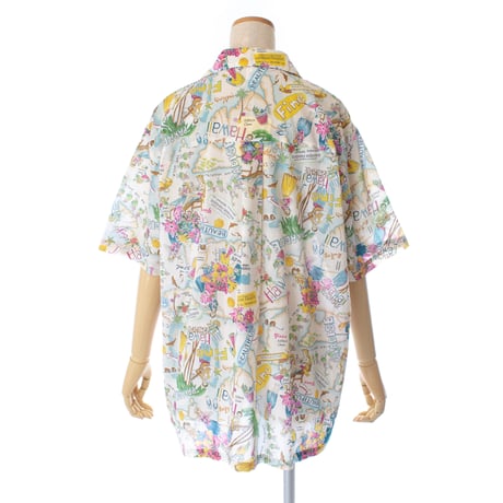 【SALE】5分袖アロハシャツ【80ローン・ハワイ】6638-23S