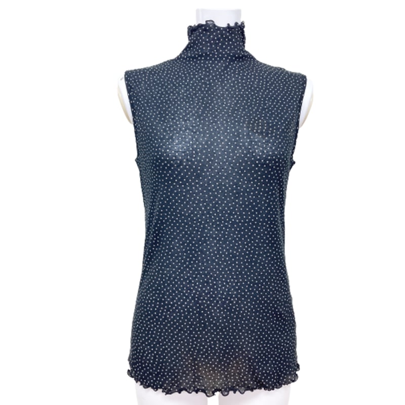 プリーツプリーズ トップス 水玉 ドット ハイネック 総柄 ノースリーブ L相当 PLEATS PLEASE ISSEY MIYAKE - PLEATS PLEASE ISSEY MIYAKE