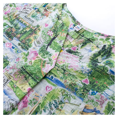 【SALE】フレンチVネックワンピース【80ローンサッカー・ファームガーデン】53077N-25S