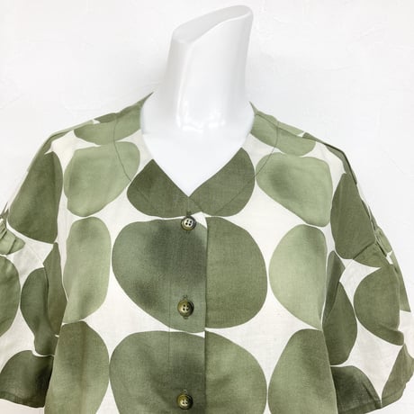 【SALE】コットンリネンのワンピース【にじみドット】56743N-24S