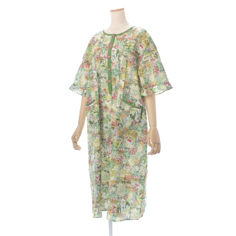 【SALE】【’26春夏新作】5分袖半開ワンピース【80ローンサッカー・ガーデン小花】56021N-26S