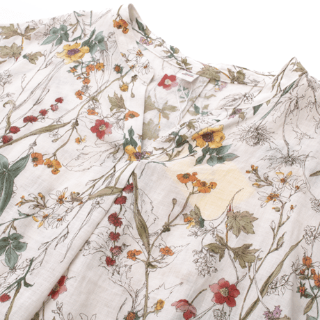 【SALE】【`26春夏新作】フレンチVネックワンピース【麻100％・スケッチ小花】53616N-26S