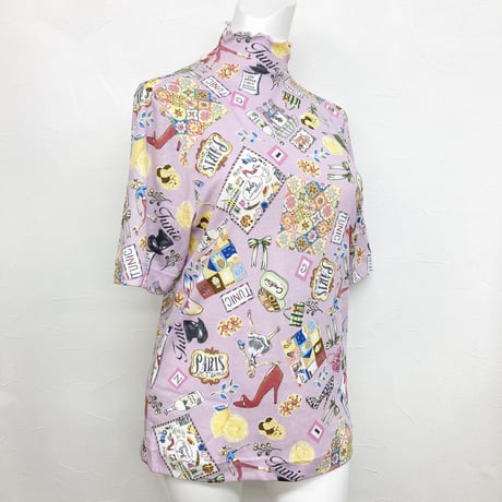 【SALE】 ハイネック5分袖インナー【50強撚フライス・クッキー】7465-24S