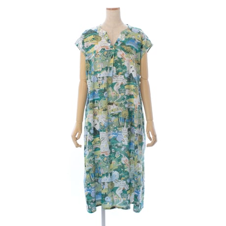 【SALE】【'26春夏新作】フレンチVネックワンピース【楊柳・アートな森の旅】53145N-26S