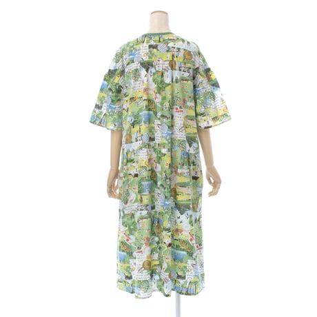 【SALE】【'26春夏新作】6分袖切り替えワンピース【楊柳・アートな森の旅】56138N-26S