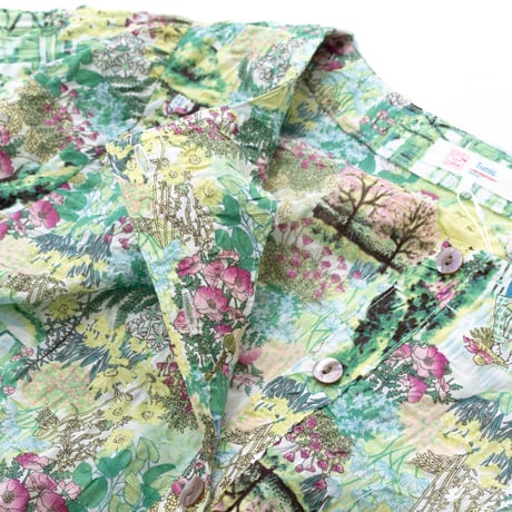 【SALE】【'26春夏新作】6分袖切り替えワンピース【80ローンサッカー・ガーデン小花】56022N-26S