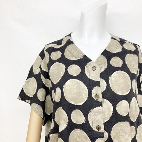 【SALE】コットンリネンのワンピース【ドット柄】58614N-24S