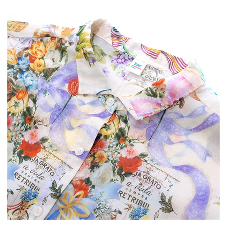 【SALE】6分袖シャツ【80シルキーローン・リボンエンジェル】6651-25S