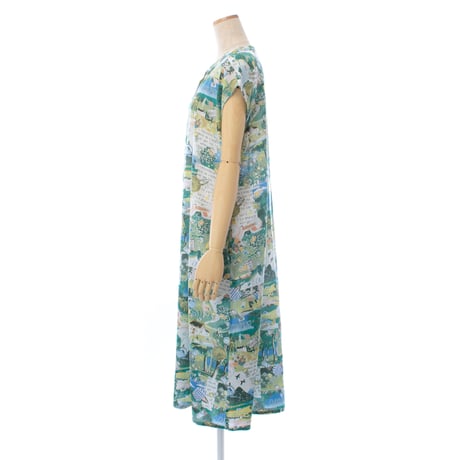 【SALE】【'26春夏新作】フレンチVネックワンピース【楊柳・アートな森の旅】53145N-26S