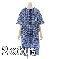 【SALE】【’26春夏新作】5分袖半開ワンピース【綿100％・チェック】56777N-26S