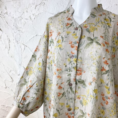 【SALE】スケッチ風ワンピース【麻100％】46620N-22S