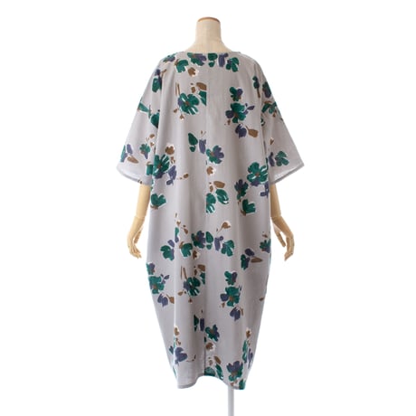 【SALE】スモーキーフラワーワンピース【綿麻】43627N-22S